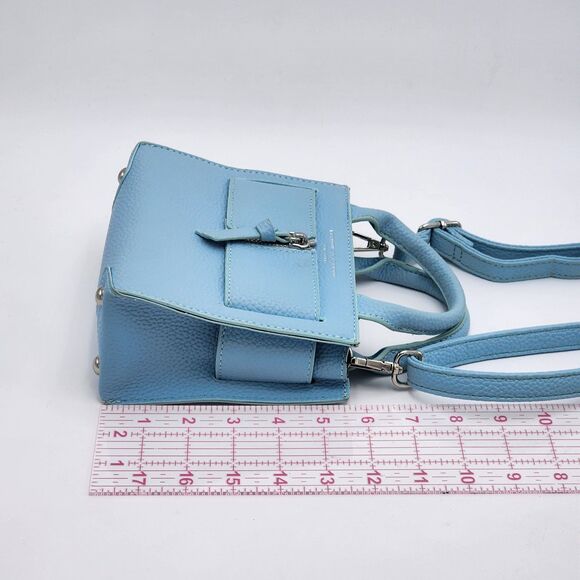 Brandon Blackwood Kuei Mini Zip Leather Tote Crossbody Bag Powder Blue - Picture 11 of 12
